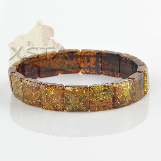 Green Baltic amber bracelet cube style